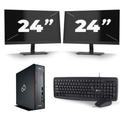 Fujitsu Esprimo Q556/2 USFF - Intel Core i3-6e Generatie - 8GB RAM - 256GB SSD - Windows 11 + 2x 24 inch Monitor