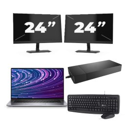 Dell Latitude 9520 - Intel Core i7-11e Generatie - 15 inch - 16GB RAM - 256GB SSD - Windows 11 Home + 2x 24 inch Monitor