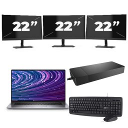 Dell Latitude 9520 - Intel Core i7-11e Generatie - 15 inch - 16GB RAM - 256GB SSD - Windows 11 Home + 3x 22 inch Monitor