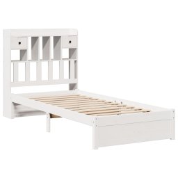 vidaXL Bed met boekenkast zonder matras grenenhout wit 90x200 cm