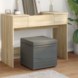vidaXL Kruk Donkergrijs 41 x 41 x 40 cm Stof en Geëngineerd Hout
