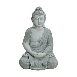 Zittende boeddha in grijs van poly, 62 cm