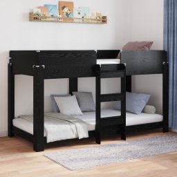 vidaXL Bunk Bed voor Kinderen Zwart Eiken 100 x 200 cm Bewerkt hout