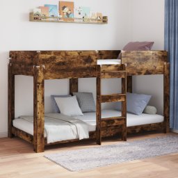 vidaXL Bunk Bed voor Kinderen Gerookt eiken 90 x 190 cm Bewerkt hout