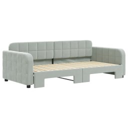 vidaXL Slaapbank met onderschuifbed 90x190 cm fluweel lichtgrijs