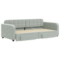 vidaXL Slaapbank onderschuifbed en lades 90x190 cm fluweel lichtgrijs