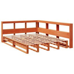 vidaXL Bed met boekenkast zonder matras grenenhout wasbruin 160x200 cm