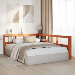 vidaXL Boekenkast Hoofdeinde L-vormig 160 cm grenenhout wasbruin