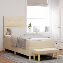 vidaXL Boxspring bed met hoofdeinde Crème 200 x 100 cm Stof