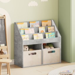 vidaXL Kinderen Boekenkast met opslag Beton Grijs 72,5 x 29,5 x 69 cm