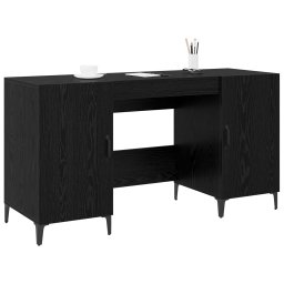 vidaXL Bureau Zwart Eiken 140 x 50 x 75 cm Bewerkt hout