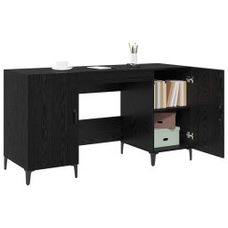 vidaXL Bureau Zwart Eiken Bewerkt hout 140 x 50 x 75 cm