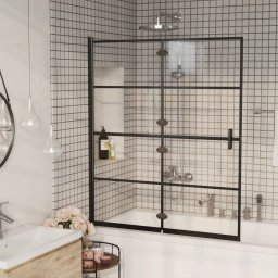 vidaXL Douchewand inklapbaar 120x140 cm ESG zwart