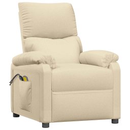 vidaXL Massagestoel elektrisch stof crèmekleurig