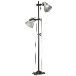 vidaXL Vloerlamp met 2 lampenkappen E27 gietijzer zilverkleurig