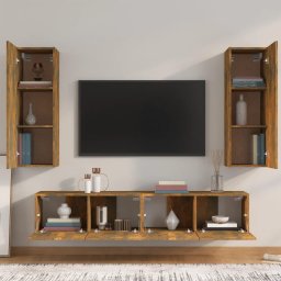 vidaXL 4-delige Tv-meubelset bewerkt hout gerookt eikenkleurig