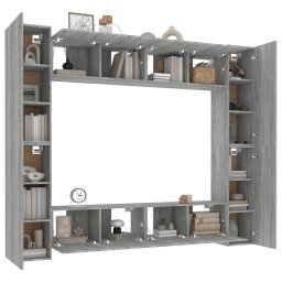 vidaXL 8-delige Tv-meubelset bewerkt hout grijs sonoma eikenkleurig
