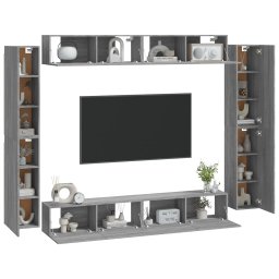 vidaXL 8-delige Tv-meubelset bewerkt hout grijs sonoma eikenkleurig