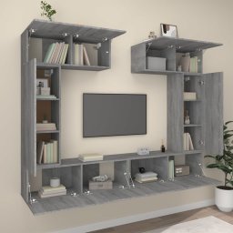 vidaXL 6-delige Tv-meubelset bewerkt hout grijs sonoma eikenkleurig