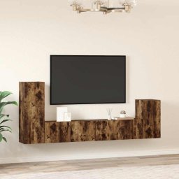 vidaXL 4-delige Tv-meubelset bewerkt hout gerookt eikenkleurig