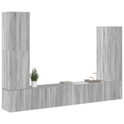 vidaXL 4-delige Tv-meubelset bewerkt hout grijs sonoma eikenkleurig