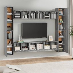 vidaXL 10-delige Tv-meubelset bewerkt hout grijs sonoma eikenkleurig