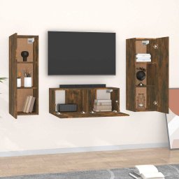 vidaXL 3-delige Tv-meubelset bewerkt hout gerookt eikenkleurig