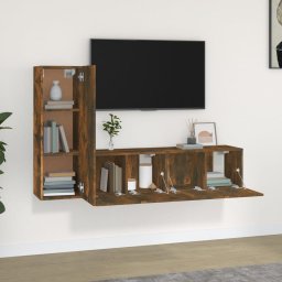vidaXL 3-delige Tv-meubelset bewerkt hout gerookt eikenkleurig