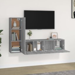 vidaXL 3-delige Tv-meubelset bewerkt hout grijs sonoma eikenkleurig