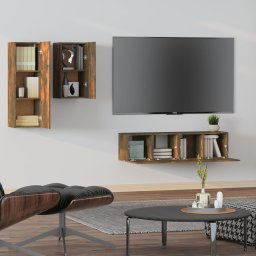 vidaXL 4-delige Tv-meubelset bewerkt hout gerookt eikenkleurig