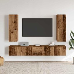 vidaXL Tv-wandkasten 5 st bewerkt hout oud houtkleurig