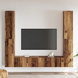 vidaXL Tv-wandkasten 6 st bewerkt hout oud houtkleurig