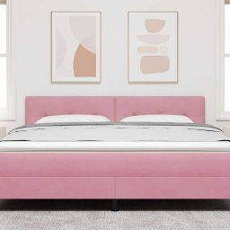 vidaXL LED Hoofdbord met LED-stripverlichting Roze 180 cm Fluweel