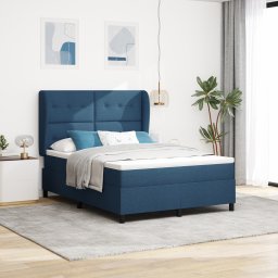 vidaXL Boxspring bed met hoofdeinde Blauw 140 x 190 cm Stof