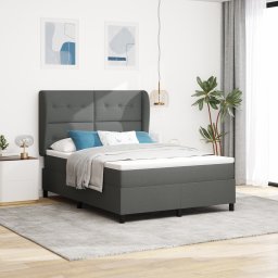 vidaXL Boxspring bed met hoofdeinde Donkergrijs 140 x 200 cm Stof