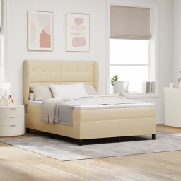 vidaXL Boxspring bed met hoofdeinde Crème 160 x 200 cm Stof