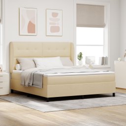 vidaXL Boxspring bed met hoofdeinde Crème 180 x 200 cm Stof