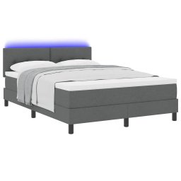 vidaXL Boxspring bed met hoofdeinde Donkergrijs 140 x 200 cm Stof