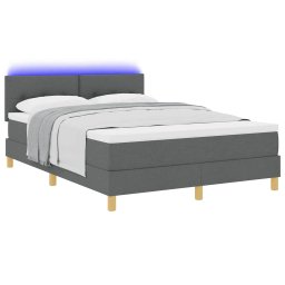 vidaXL LED Box Spring Bed met hoofdeinde Donkergrijs 160 x 200 cm Stof