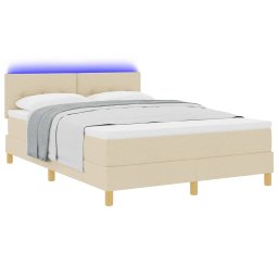 vidaXL LED Box Spring Bed met hoofdeinde Crème 160 x 200 cm Stof