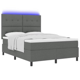 vidaXL Boxspring bed met hoofdeinde Donkergrijs 140 x 190 cm Stof