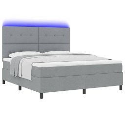 vidaXL Boxspring bed met hoofdeinde Lichtgrijs 180 x 200 cm Stof