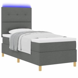 vidaXL LED Box Spring Bed met hoofdeinde Donkergrijs 80 x 200 cm Stof