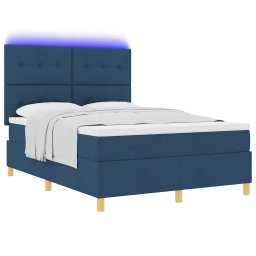 vidaXL LED Box Spring Bed met hoofdeinde Blauw 140 x 190 cm Stof