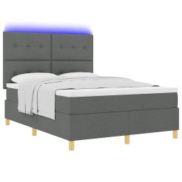 vidaXL LED Box Spring Bed met hoofdeinde Donkergrijs 160 x 200 cm Stof
