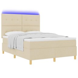 vidaXL LED Box Spring Bed met hoofdeinde Crème 160 x 200 cm Stof
