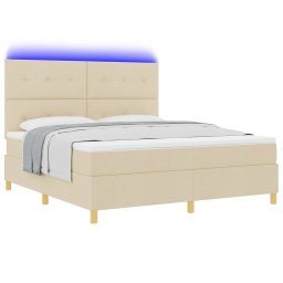 vidaXL LED Box Spring Bed met hoofdeinde Crème 180 x 200 cm Stof