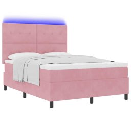 vidaXL LED Box Spring Bed met hoofdeinde Roze 140 x 190 cm Fluweel