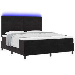 vidaXL LED Box Spring Bed met hoofdeinde Zwart 180 x 200 cm Fluweel