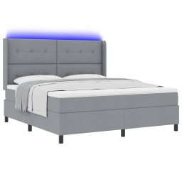 vidaXL LED Box Spring Bed met hoofdeinde Lichtgrijs 180 x 200 cm Stof